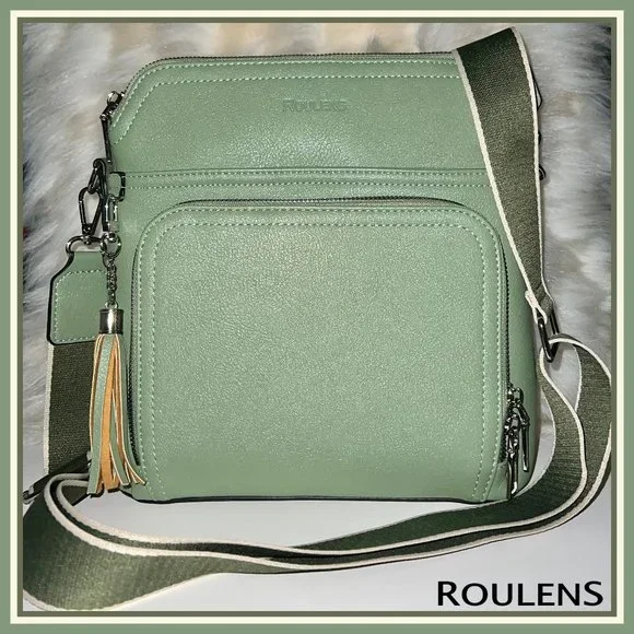 ROULENS Army Green Faux Leather Backpack Shoulder Bag Rowallan Women main image 2
